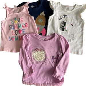 Bundle of 4 Pink, Lavender, Whilte & Blue Tops with Colorful Graphics